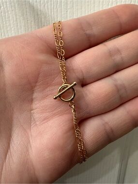 14k/18k Gold-Filled Bracelet Toggle Chain Bracelet Double Chain Layering 8”
